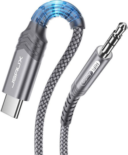 Jsaux Плетен кабел USB-C мъжки - 3,5 мм Сив 1 м