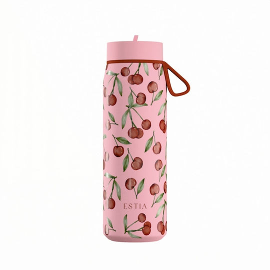 Estia Pulse Save The Aegean Recyclable Thermos Bottle Stainless Steel BPA Free 500ml Cherry Rose