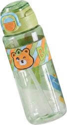 Plastic Kids Water Bottle with Straw Green 750ml