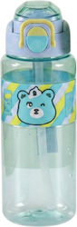 Plastic Kids Water Bottle with Straw Blue 750ml