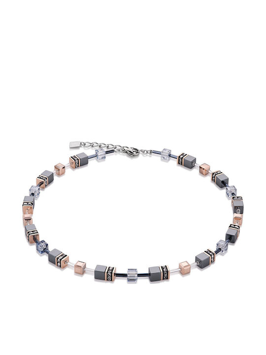 Coeur-de-lion Necklace From Pink Gold Plated Steel Grey