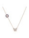 Xryseio Necklace with Butterfly Design in 9 K Rose Gold with Zircon