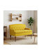 Two-Seater Velvet Soft Yellow Couch 111x65x79 cm