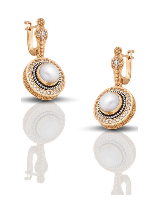 Dimitrios Exclusive Earrings Hoops Silver Gold Plated with Stones & Pearls