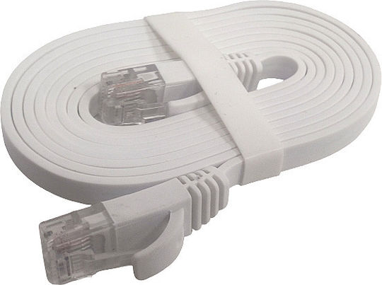Flat U/UTP Cat.6 (Gigabit) Καλώδιο Δικτύου Ethernet 1.5m Λευκό