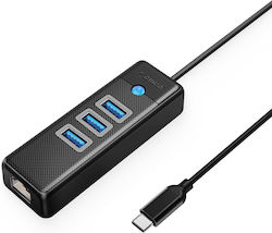 Orico USB Hub 4 Ports (USB-C) + LAN PW3UR25-C3