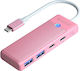 Orico Hub cu 4 porturi cu conectare USB-C Roz