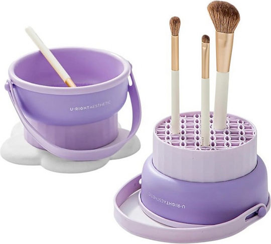 Purple Makeup Brush Cleaning Container