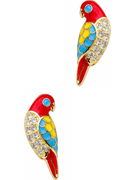 Paradise Birds Υποαλλεργικά Παιδικά Σκουλαρίκια Καρφωτά από Χρυσό 9K