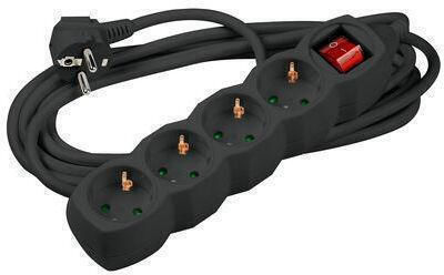 Modee Lighting Πολύπριζο 4 Θέσεων με Διακόπτη και Καλώδιο 1.5m