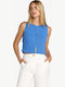 Damenbluse Baumwollarmes Blau Relic