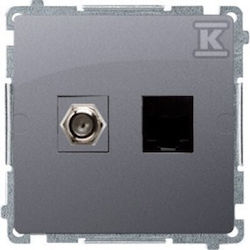 Simon Basic Priză antenă tip F+ computer RJ45 Cat.6 oțel inoxidabil BMAFRJ45.01/21