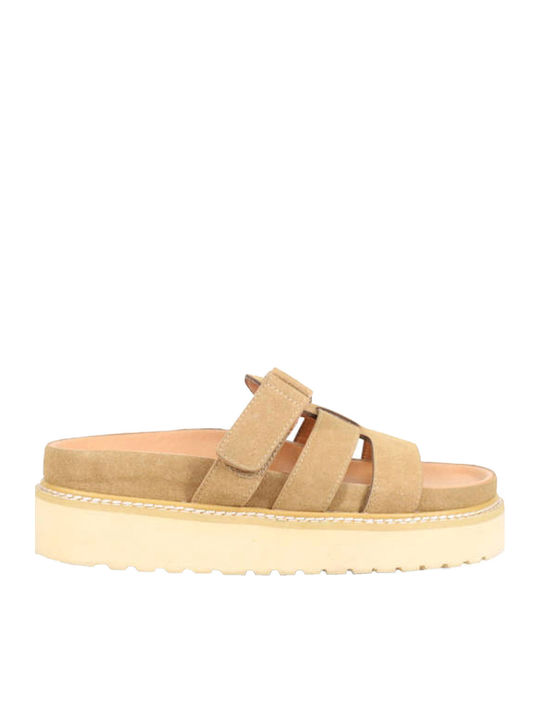 Migato Γυναικεία Σανδάλια Flatforms Καφέ