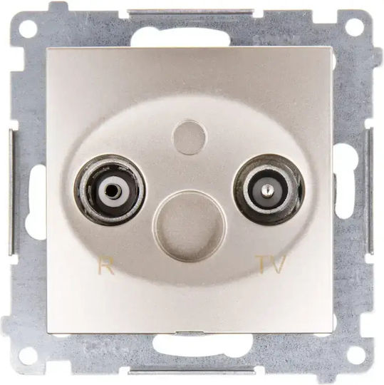 Kontakt-simon R-tv Through-hole Antenna Socket 10db Gold Metallic Matt Dap10.01/44