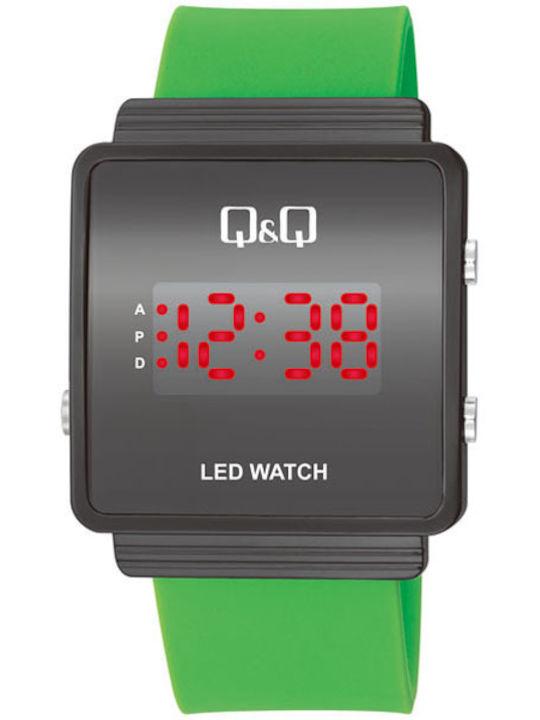Q&Q Digital Herrenuhr Batterie mit Grünem Gummi...