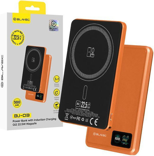 Blavec BJ-03 Slim MagSafe Power Bank 5000mAh 22.5W Orange