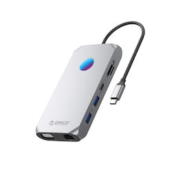 Orico XCR 12in1 RGB USB-C Docking Station με HDMI 4K PD Ethernet