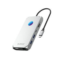 Orico XCR 12in1 RGB USB-C Docking Station με HDMI 4K PD Ethernet