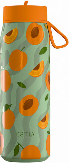 Estia Pulse Save The Aegean Recyclable Thermos Bottle Stainless Steel BPA Free 500ml Peach Garden