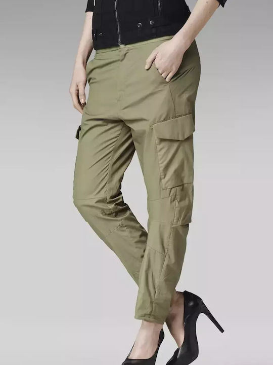 Дамски Текстилен Панталон в Loose Кройка Khaki