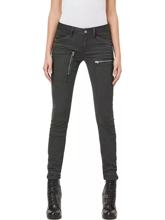 Дамски Текстилен Панталон със Skinny Кройка Dark Green