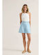Women's High Waist Shorts Light Blue