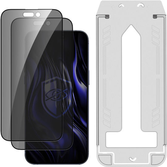 3mk Pack 2 Gehärtetes Glas iPhone 14 Pro Datenschutz Transparent Schwarz