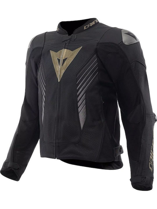 Dainese Super Speed 5 Herren Leder-Reitjacke Schwarz / Schwarz / Gold