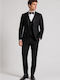 Winter Men's Groom's Suit with Vest Slim Fit Black
