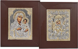 Religiöse Heiligenikone Goldener Rahmen Riesig Holz-Metall 47x39cm Homie 321410