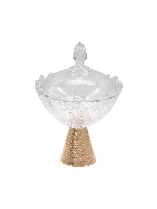 Keskor Glass Sweet Jar with Lid 18x18x28cm Gold