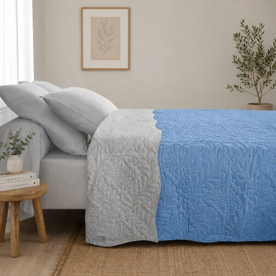To megalo pazari Coverlet Double Gray-Light Blue 220x240cm
