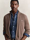 Cotton Men's Knitted Cardigan Dark Hazelnut Melange