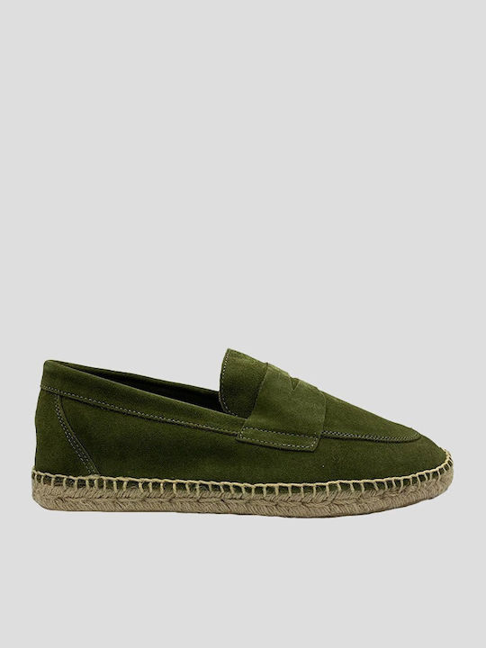 Leather Men's Moccasins In Green Colour Mocasin Serraje Hombre