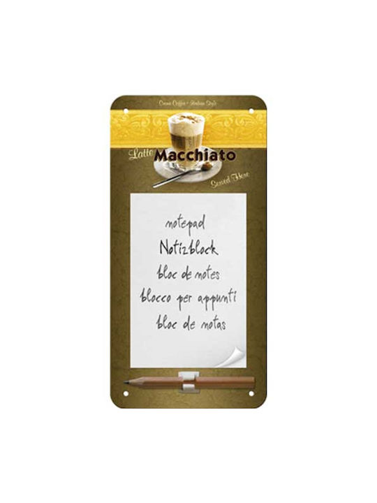 Nostalgic Art Decorative Latte Macchiato Note Sign Handmade White Metal 20x10cm