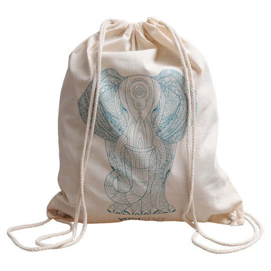 Yogistar Backpack Gym Bag Elephant 100% Cotton Dimensions 38 X 45 Cm