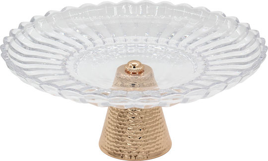 Keskor Glass Gold Cake Stand 32.5x32.5x14cm