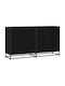 Wooden Office Cabinet Black Oak 134x35x76cm