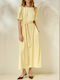 Summer Midi Satin Yellow Dress