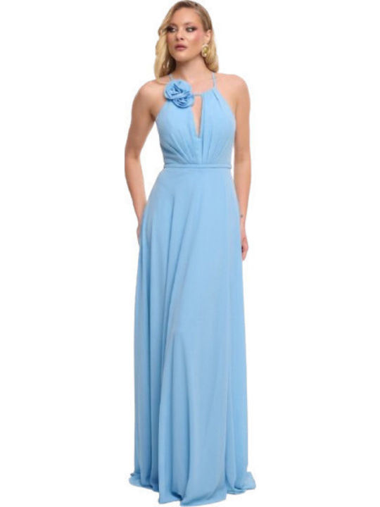 Rochie Maxi De Vară Pentru Nuntă Botez Albastru Deschis