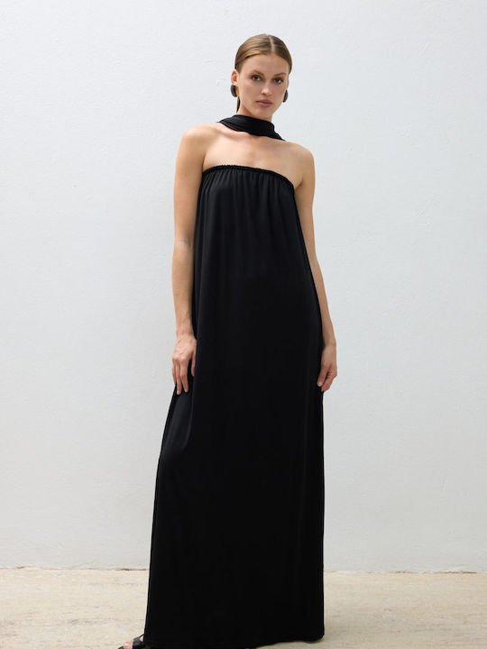 Summer Maxi Evening Strapless Black Dress