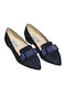 Leather Women's Moccasins In Blue Color