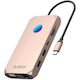 Orico XCR 12in1 RGB USB-C Docking Station με HDMI 4K PD Ethernet Ροζ Χρυσό