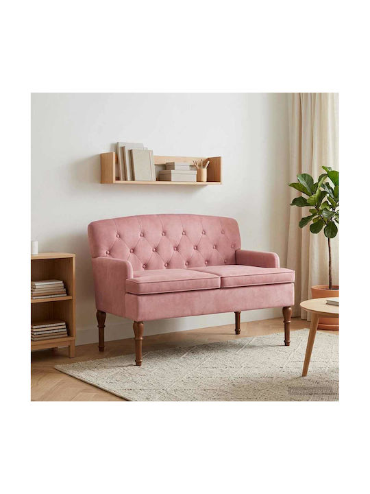 Canapea Cu Două Locuri Din Catifea Roz 111x65x79cm
