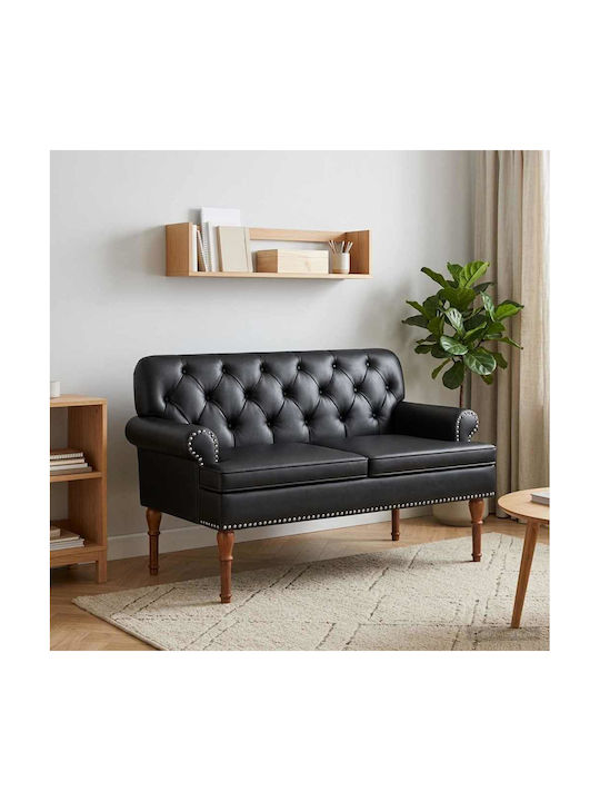 Two-Seater Velvet Couch Black 120x65x77cm