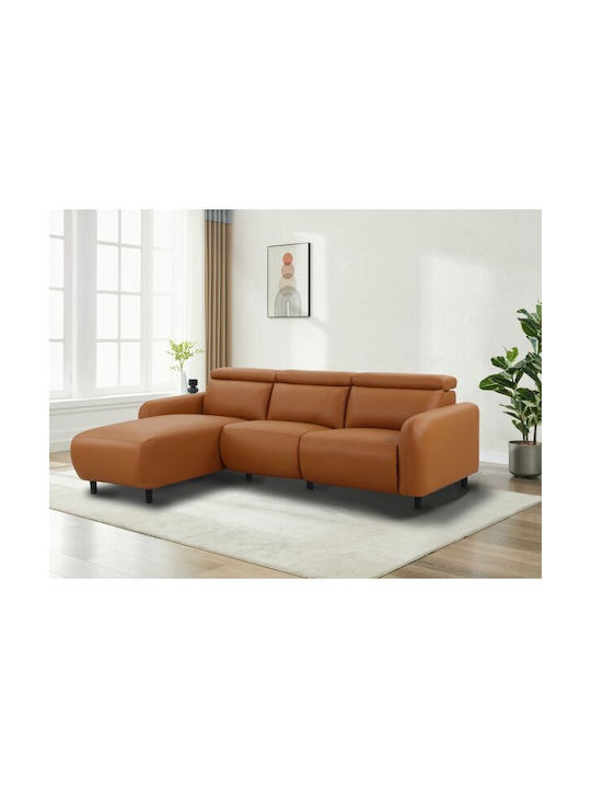 Denton 1510 Ъглов Диван Спалня с Ляв Ъгъл Изкуствена Кожа Оранжев 274x144x100см