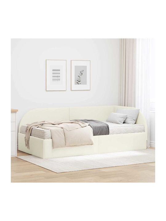 Einzelbett Gepolstert Mit Samt Creme Mit Latten...