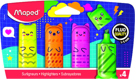Maped Mini Μαρκαδόροι Υπογράμμισης Kawaii Fluo Σετ 4τμχ
