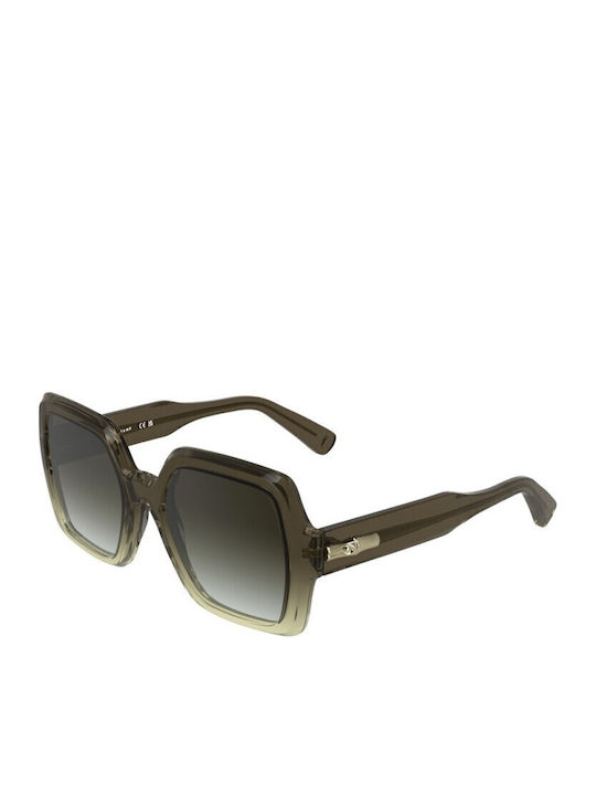 Longchamp Damenteil Sonnenbrillen mit Transparentem Horn umrandetem Rahmen und Braunen Verlaufsfarbe Gläser LO0790 207