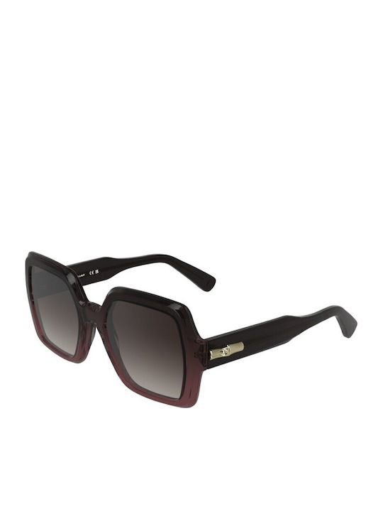 Longchamp Sonnenbrille Transparent mit Horn umrandetem Rahmen